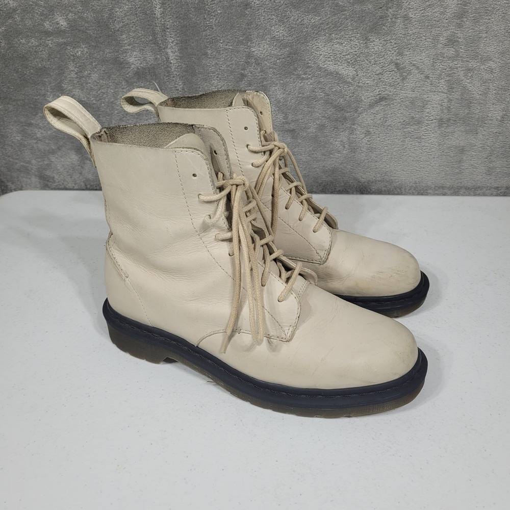 Dr. Martens Boots Mens 10 Beige Pascal Decon Leather Lace Up AW501 Combat Casual